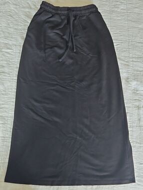 Refka Black Drawstring Waist Maxi Skirt